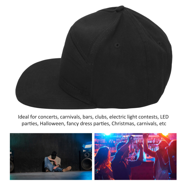 Bomull Plast Peaked Cap LED Luminescens Redigerbar Cool hatt för utomhusfest scen