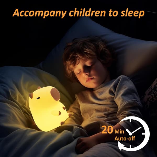Nattlampe Kapibara - Bedårende LED-silikonlampe med dimmer og timer, gave til kvinner, tenåringsjenter, spedbarn og barn