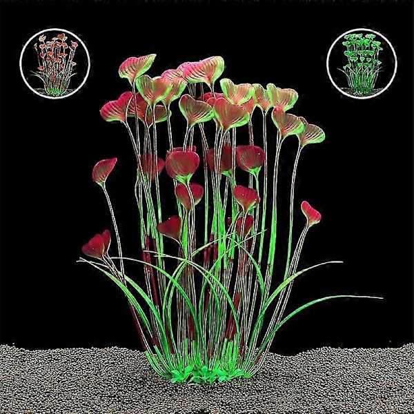 Store ferskvandsakvarieplanter Kunstig plastik 40 cm Akvarieplanter Dekoration Ornamenter, Vinrød_SZXM