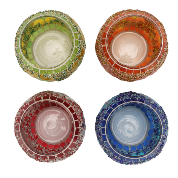 4 kpl mosaiikkilasikynttilänjalka käsintehty värikäs romanttinen mosaiikkilasikynttilänjalka koristeeksi kodin baariillalliselle