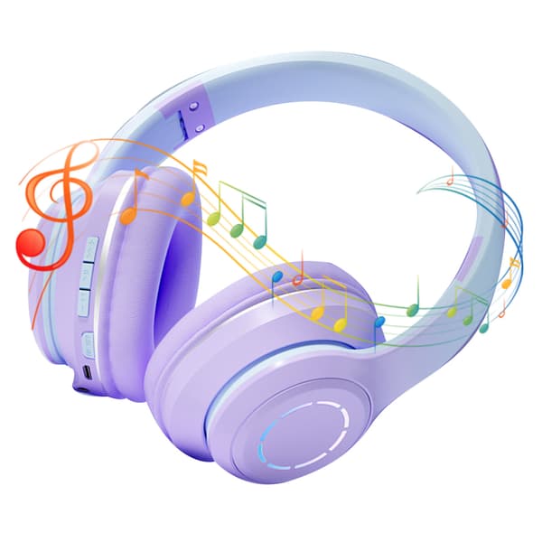 Trådlöst Spelheadset Gradient BT5.2 Anslutning Mjuka Öronkuddar Färgglada Ljus Spelheadset för Dator Bärbar Dator Lila