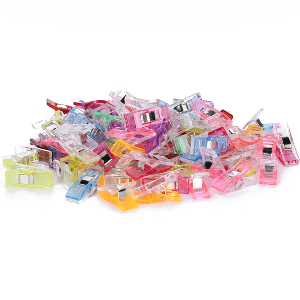 100 stk. sømklips patchwork syning quiltning fladhovedet plastik farverige faste klips