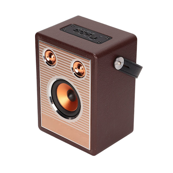 Bluetooth-kaiutin, ladattava, tukee muistikorttia, AUX-liitäntää, kannettava retro-langaton kaiutin kahvalla, ruskea puukuvio (vientiversio)