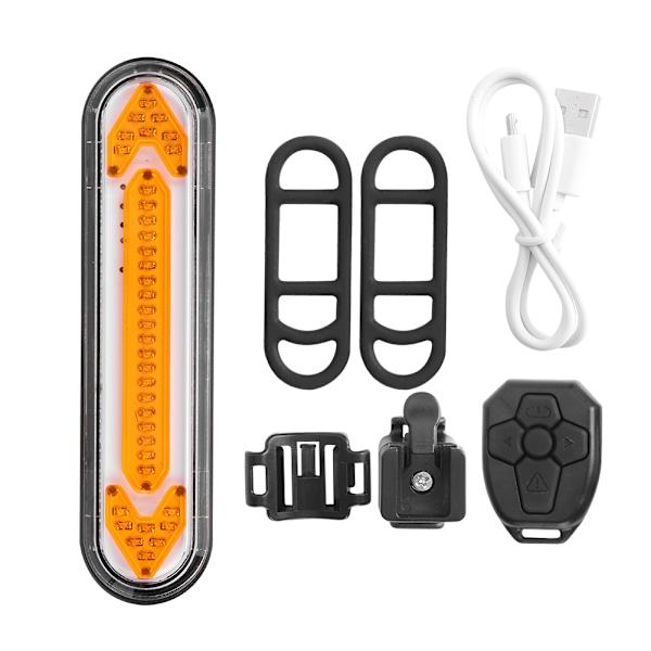 BK600 maastopyörä USB -lataus LED Langaton kaukosäädin Turvavaroitus Kääntyvä takavalo Polkupyörän pyöräilyvarusteetMusta puoli