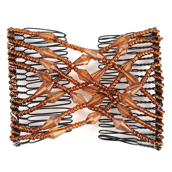 Kvinner Jente Magic Easy Hårperler Slide Stretchy Comb Clip Strekkbar hårnål Kaffe