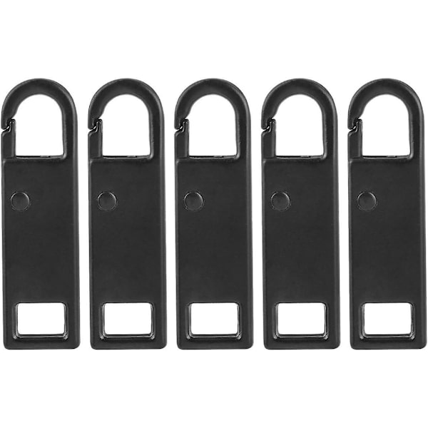 Dragflikar med dragkedja - 5-pack | Ersättning Zip Fixer | Reparera kläder, resväska, ryggsäck | DIY Craft | Svart