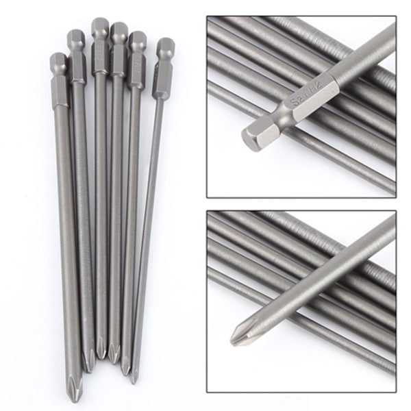 S2 stål 1/4" skaft magnetisk skrutrekkerbitsett (6 stk)