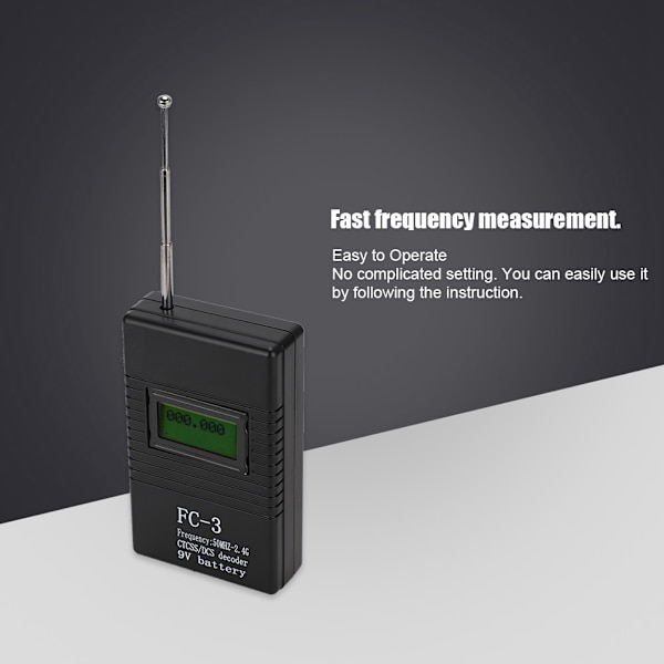 Bærbar Walkie Talkie RF Power Frequency Counter Meter Tester Decoder 50MHZ-2.4G
