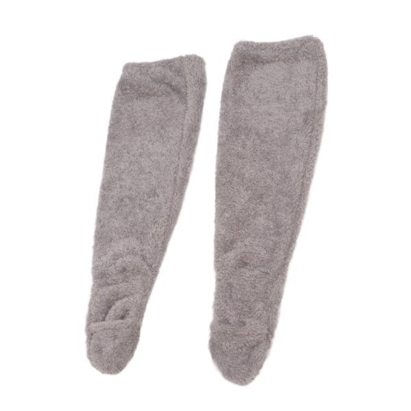 Overknee Fuzzy Socks Vinterhjem Sove blødt Tykke åndbare plysstrømper Benvarmer Grå