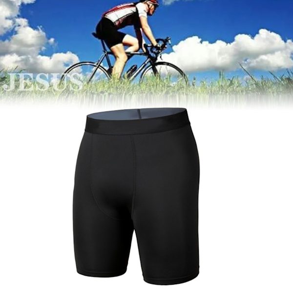 Kompressionshorts i hög elasticitet, svala, snabbtorkande och andningsbara, herrshorts för träning, löpning, ridning, svart, XL