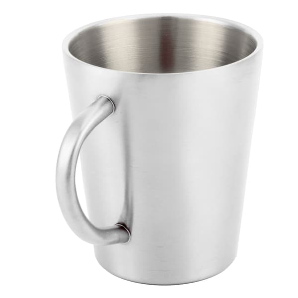 300 ml bærbar kopp 304 rustfritt stål dobbeltvegget isolert kaffeølkopp med håndtak, blank sølv