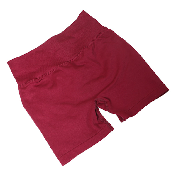 Kvinnor Yoga Shorts Vinröd Hög midja Elastisk Andas Snabbtork Rumplyft Träning Tighta shorts