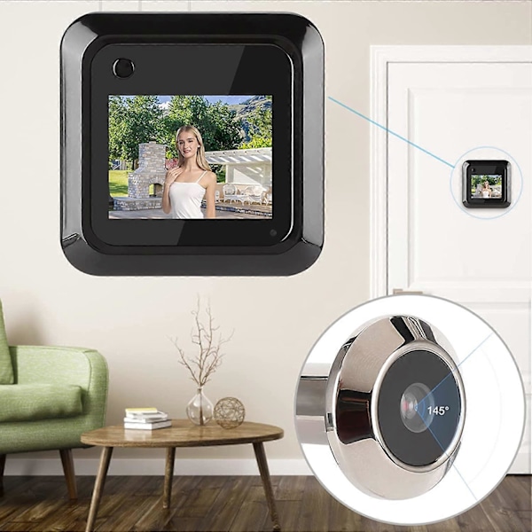 2.4in Smart Kighulskikkert, Video Dørklokke med TFT LCD Skærm + 95 Graders Vidvinkel 0.3MP HD Kamera til Familiehus