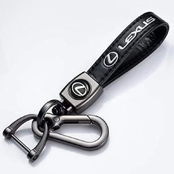 Leather Keychain Hook Key Pendant with Car Brand Logo Spring Buckle & Ring Compatible with Major Car Brands LEXUS