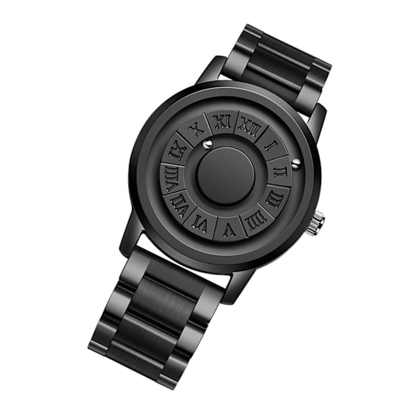 Watch Magnetic Ball Pointer Quartz Watch Mode Watch Mekanisk Watch for Home Business Svart stålband