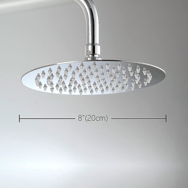 2 Dusjhode 304 Rustfritt Stål Vannbesparende og Høytrykks Dusjhode for Bad, sølv, 20cm