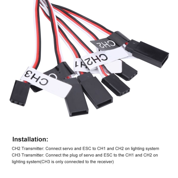 12 LED-belysningssystemsats Simuleringsblinkljus för 1/10 1/8 RC bil / lastbil / larvband