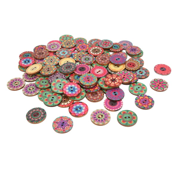 100 stk. træknapper retro blomstermønster holdbare 25 mm DIY-tilbehør til syning og håndarbejde
