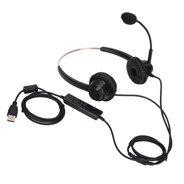 H360D‑USB‑1 Binaural USB Business Headset med justerbar højttalerlydstyrke og mikrofon mute