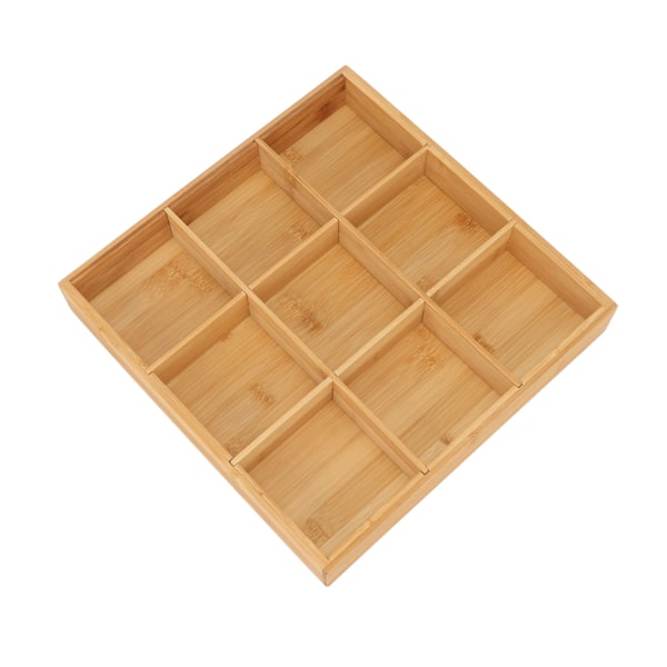 Snackserveringsbrett i bambus, malingsfri, trygt, miljøvennlig, delt serveringsbeholder for tørket frukt, 9 rom
