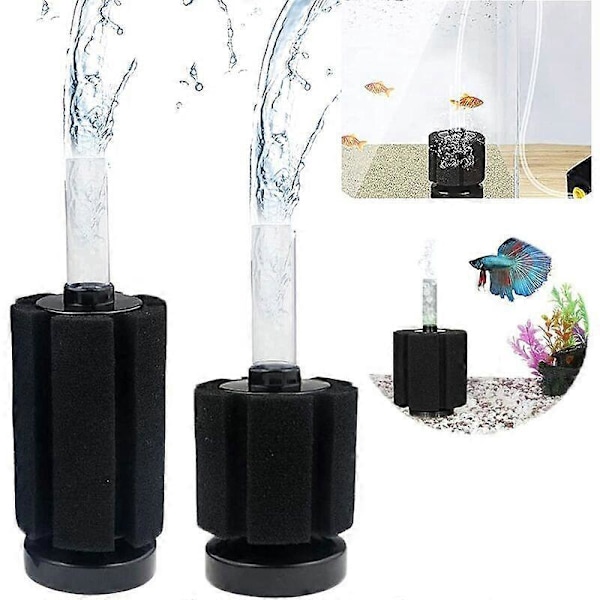 Akvarie Betta Filter, Svamp Biokjemisk Filter, Akvariefisk Tank Mini Filter, Akvarietilbehør for Fisk Tank Fisk Reker Oksygenavl (Svart)