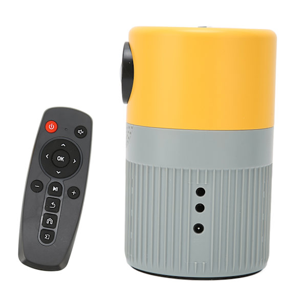 Mini Projektor HD 1080P Bærbar Kino Lyd Dual Fan Kjøling Filmprojektor for DVD 100V‑240V Gul Grå EU Plugg