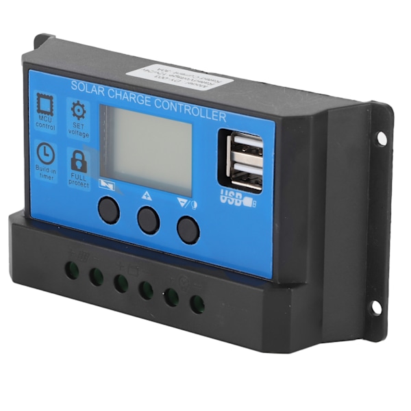 30A LCD solcellsladdningsregulator 12V 24V automatisk identifiering helt 4-stegs PWM-styrning