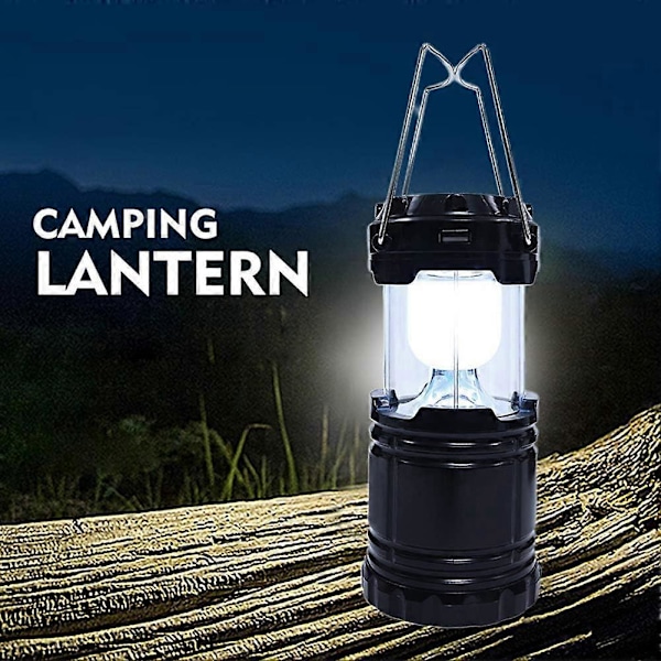 Soldriven LED Campinglykta, USB Uppladdningsbar LED Utomhuslampa, Portabel Nödlampa för Camping