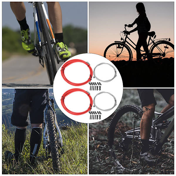Cykelbromsväxlingskabelkabel Set Växelsats Cykeltillbehör Röd