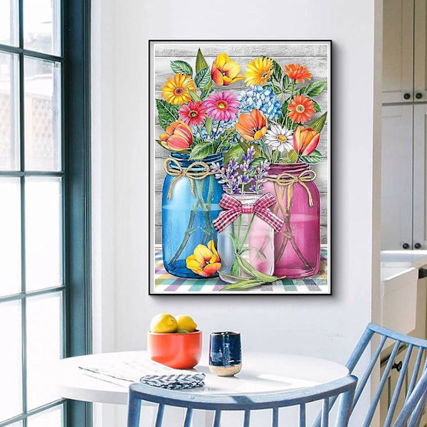 Runda 5D diamond painting för vuxna - komplett gör-det-själv- set med pärlbräda, perfekta presenter till familj och vänner - 40x30 cm