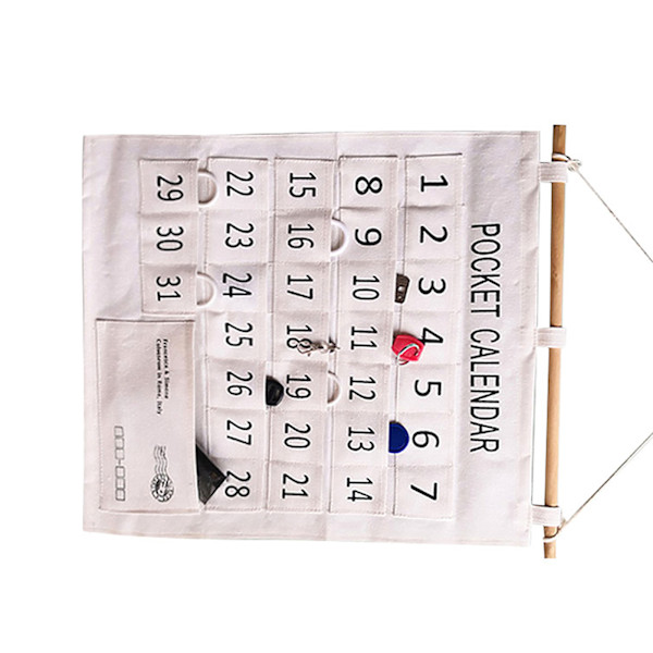 Nummereret kalender lommediagram bomuld og lærred morgen check klasseværelse lommediagram kalender væg hængende arrangør stor 31 lommer