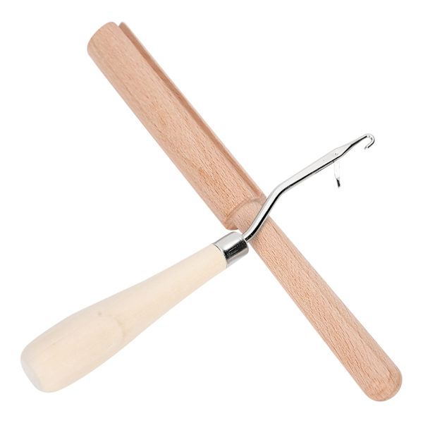 Buet hæklenål værktøj DIY håndlavet tæppe hæklenål træ tråd cutter sæt