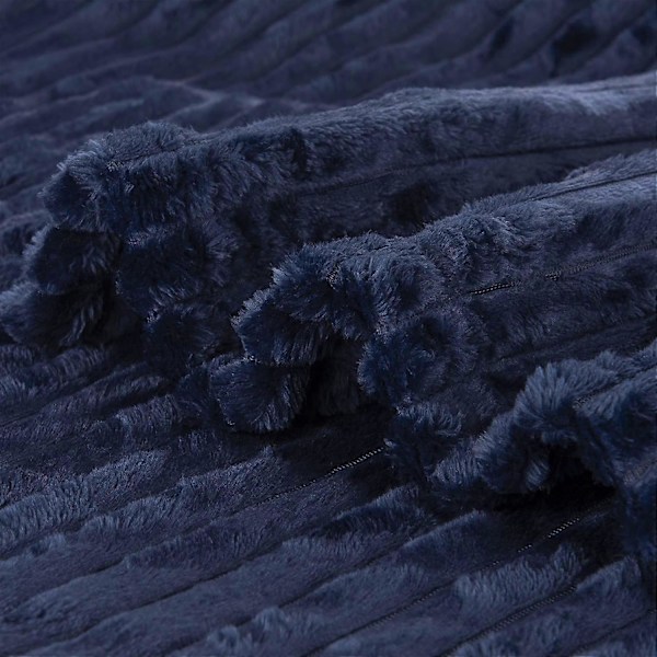 Fleece Tæppe Fuzzy til Sofa Premium Blødt, Fluffy, Sherpa Stof Hyggeligt Plysbetræk til Seng, Sofa (Navy Blå, 150x200 cm)