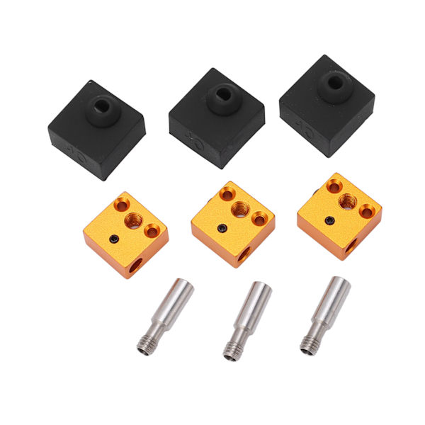 3 set 3D-skrivardelar silikonstrumpa aluminium värmeblock rostfritt stål hals för MK7 MK8