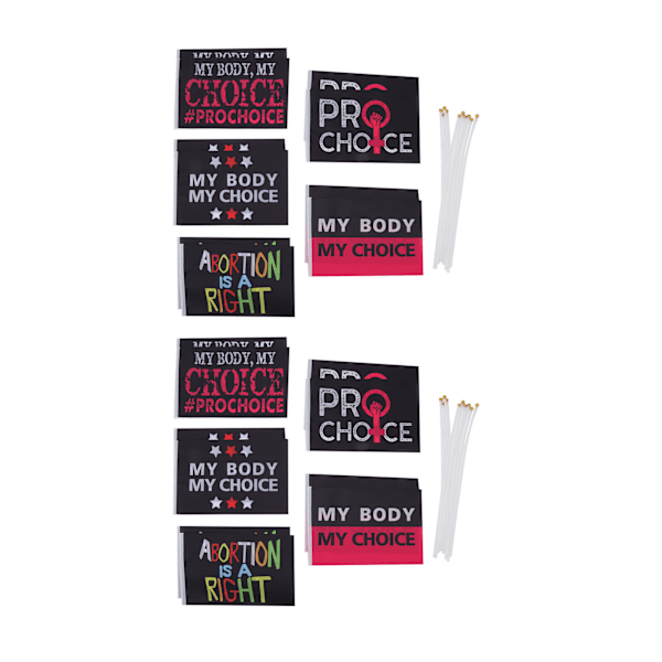 10PCS Kvinners Rettigheter Protest Flagg Sett Polyester Hagedekorasjon Flagg med Flaggstenger for Gårder Type A