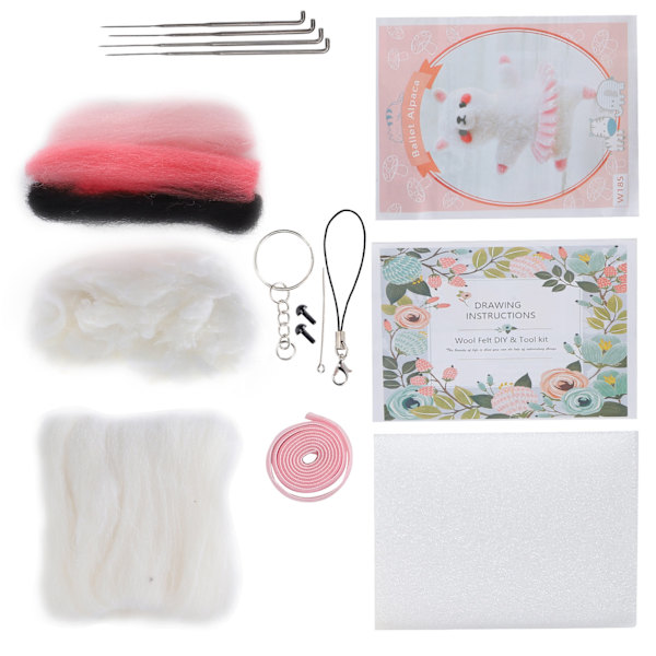 Nålfiltningskit Ull Kemisk Fiber DIY Djur Handgjord Leksak Konst Hantverk för Nybörjare(185# Balett Alpacka )
