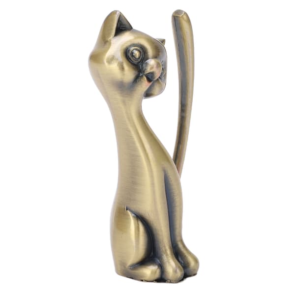 Katt Ringholder Kattestatuett Stil Sinklegering Solid Slitesterk Retro Stil Glansfull Ringorganisator for Ringer Smykker