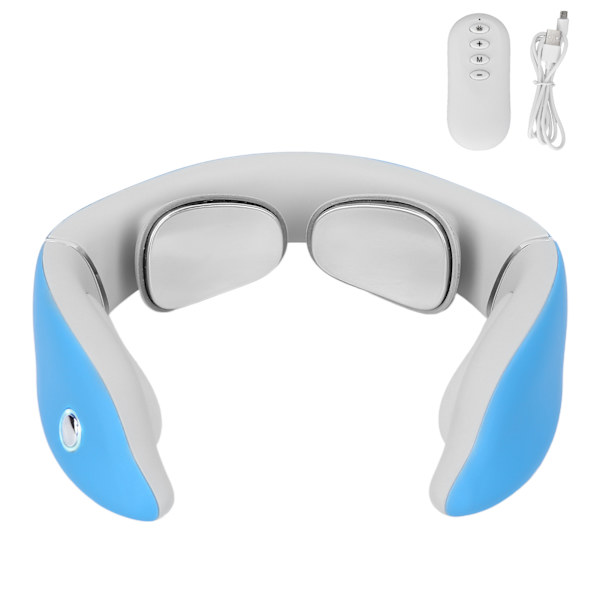 Elektrisk nakkemassager 6 tilstande 16 styrkegear stemmeprompt intelligent nakkerelax massagemaskine blå