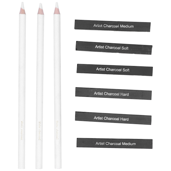 Hvit kullblyanter Karbontegning for Art Student Sketch Painting Accessories