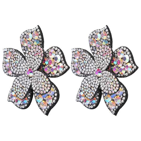2 stk Crystal Diamond Patches Applikasjoner Klistremerker Blomster Klær Sko Dekorasjon DIY AccessoryAB Farge