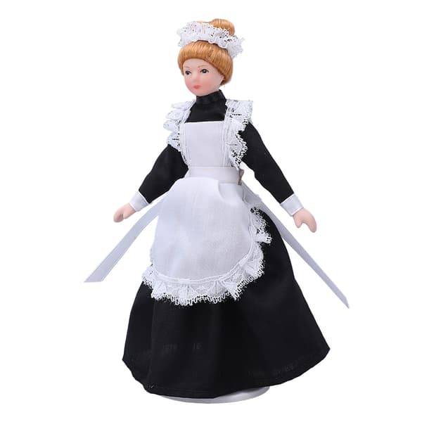 1:12 Dockskåp Piga Docka Hög Simulering Rörlig Handgjord DIY Mini Keramisk Dockmodell för Dockskåpstillbehör