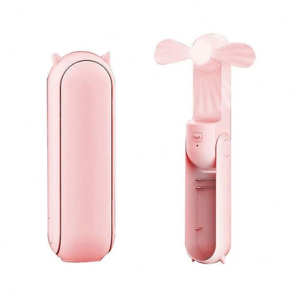 Fickvänlig USB-minifläkt med Powerbank - Rosa