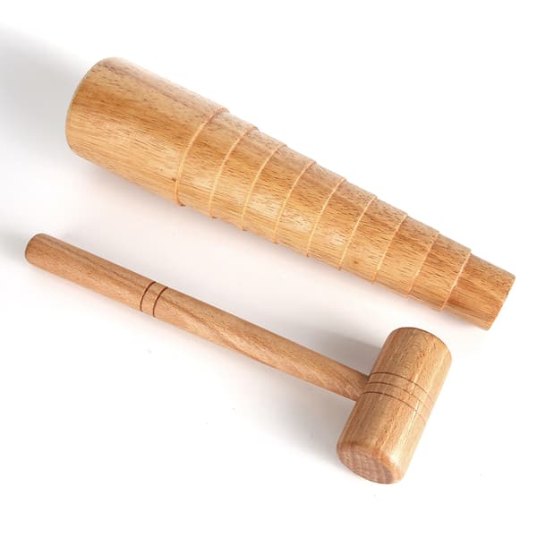 2st / set Trä Mandrel Sizer Smyckestillverkning Justera Armbandsstorlek Mätsticka Hammare Verktygssats