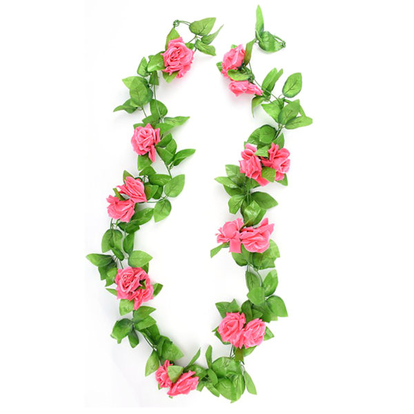 5 stk. kunstig vinroseblomst silkeblomst guirlande til hjemmet dekoration til soveværelse kontor mørk pink