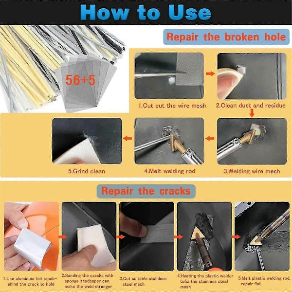 150W 3-i-1 Plastiksvejser, Plastiksvejsekit, Loddespidser Plastiksvejserkit kompatibelt med DIY, Kofanger Kajak Reparationer EU-stik