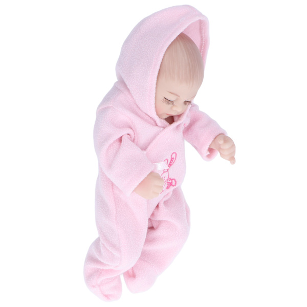 10-tums återfödda dockor mjuk silikon delikat ansiktsdetaljer tvättbar naturtrogen babydocka leksak med pyjamasrosa