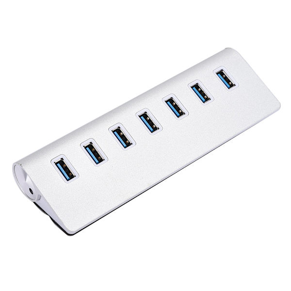 USB 3.0 Splitter Aluminiumlegering Hub 7-i-1 Dockingstasjon for Bærbar Datamaskin