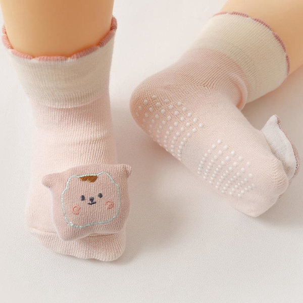 Toddler Halksockor - 2 par, Grepp för pojkar & flickor, Halksäkra bomullsstrumpor (6-12 månader)