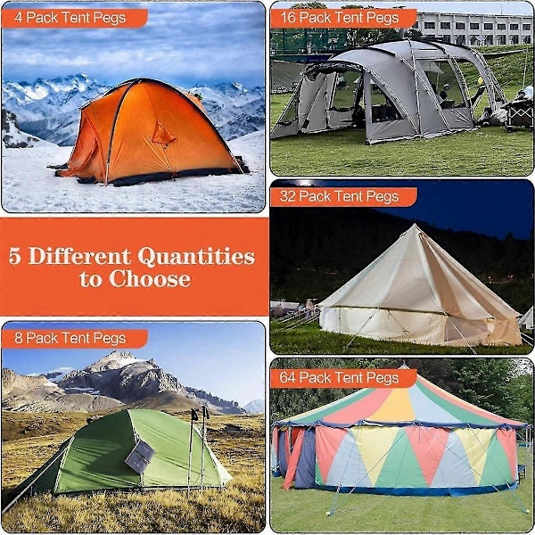Aluminium Teltpløkker, 4-pak Hexagon Teltstænger Med Krog 18 cm Lange Canopy Pløkker Zekai