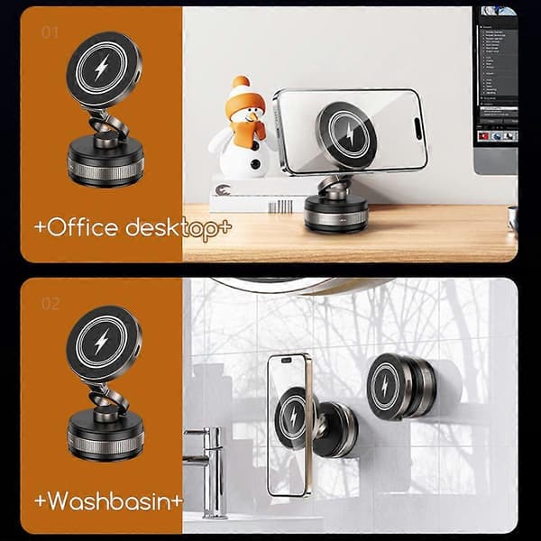 15W magnetisk billaderfeste 360 roterbar sinklegering håndfri stativ for navigasjonskjøring Black